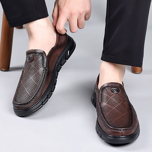 Men's Slip-on Sheepskin Hollow Summer Breathable Soft Leather Shoes