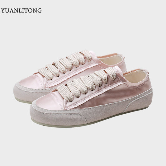 Spanish Niche Satin White Female Grape Mom Sneakers