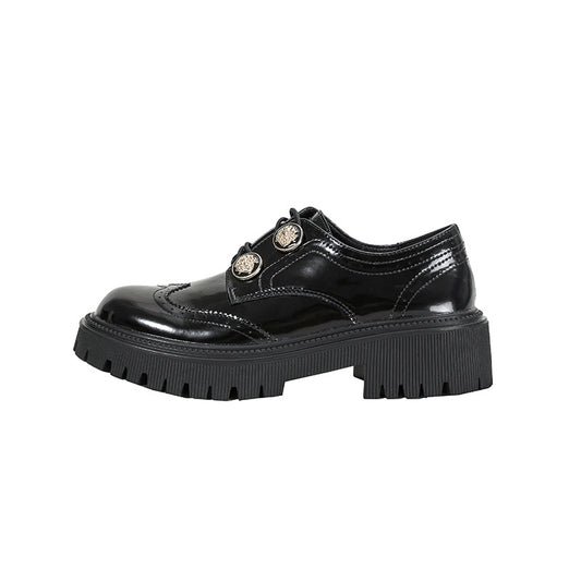 Women's Mom Moonlight Concerto Milan Art Carved Gold Leather Shoes