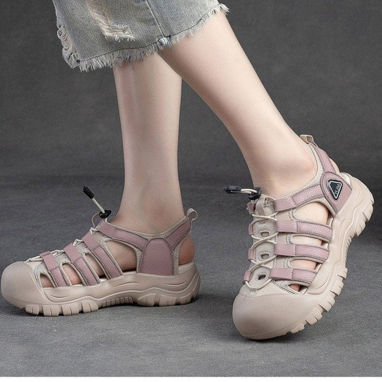Women's Toe Sports Summer Breathable Board Cowhide Sandals