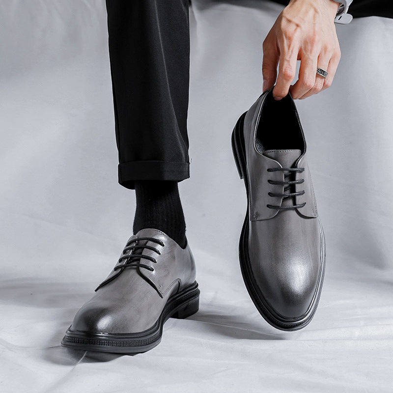 Men's Business Suit Inner Height Increasing Black Leather Shoes