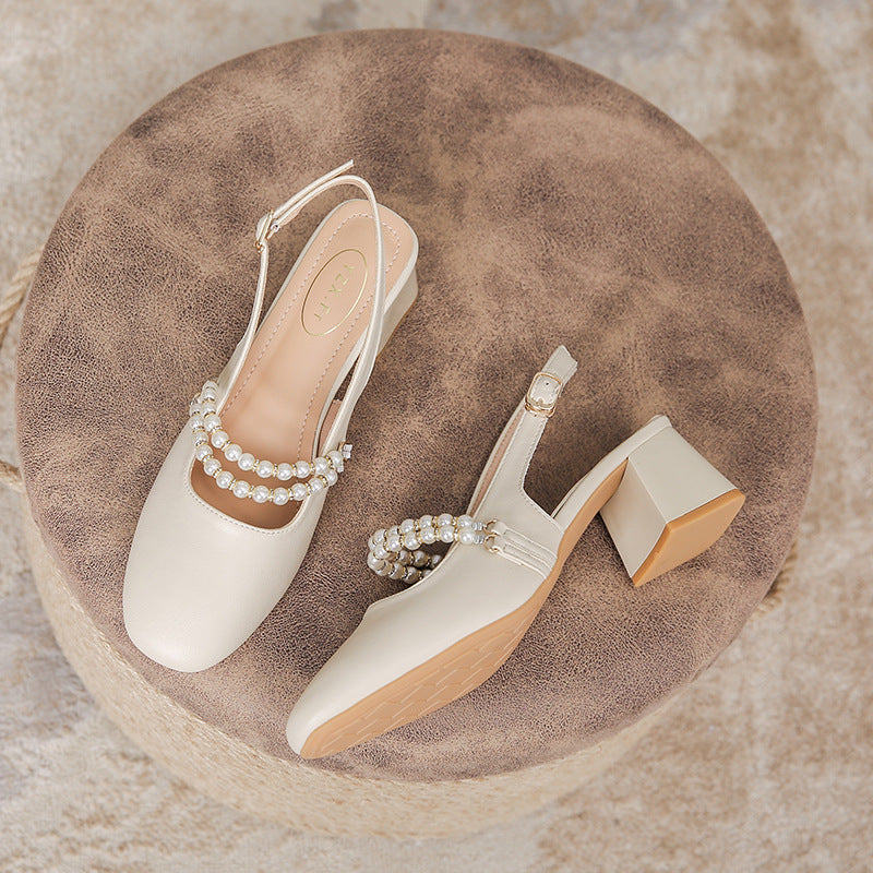 Women's Genuine Office Outer Wear Closed Back Heels