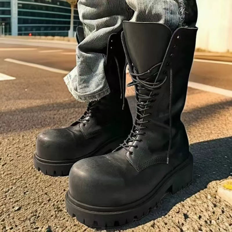Head Martin Chunky Raise The Bottom Lace Up Round Boots