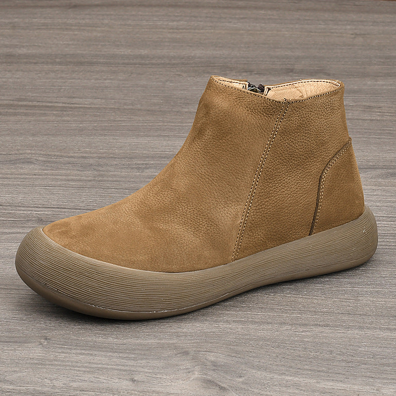 Layer Cowhide Cotton Retro Platform Single Lining Slip-on Men's Casual Leather Shoes