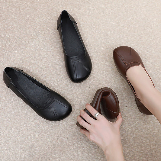 Women's & Men's Layer Cowhide Ethnic Style Retro Slip-on Casual Shoes