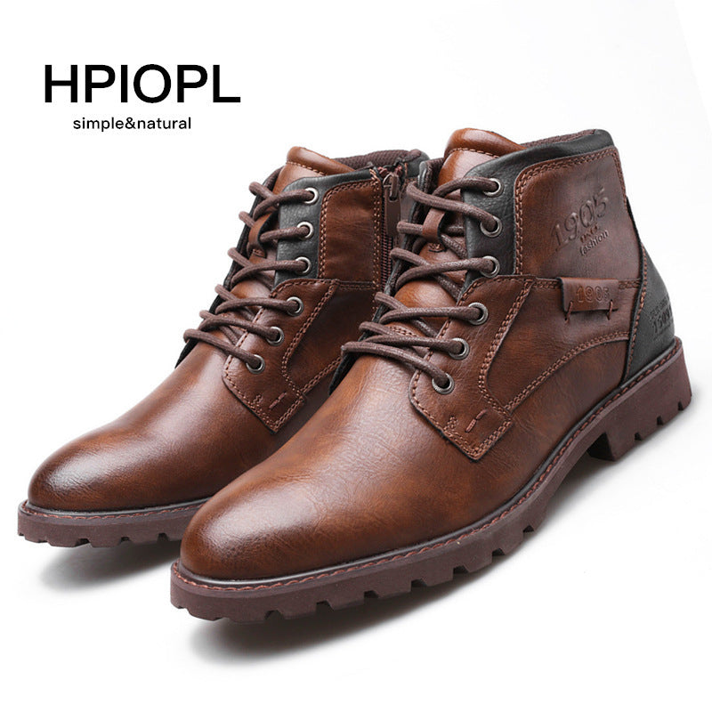 Men's Plus Size Martin Zipper Ankle Retro Boots