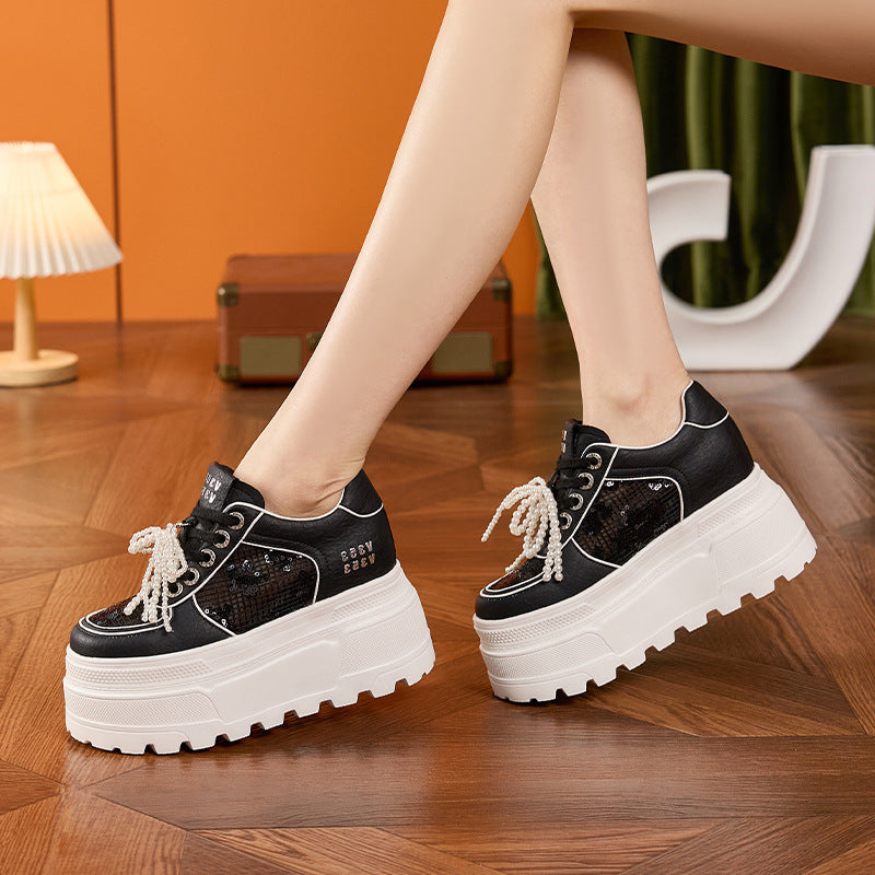 Women's Platform White Summer Breathable Mesh Height Increasing Men's Shoes