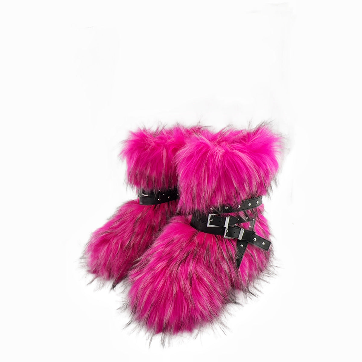 Large Size Flat Bottom Rivet Fried Street Fur Snow Boots