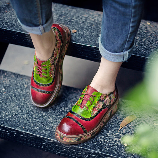 Attractive Color Contrast Patchwork Comfortable Platform Casual Shoes