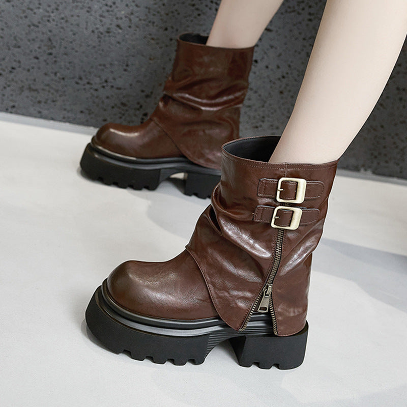 Smoke Pipe Female Two-way Sleeve Short Boots