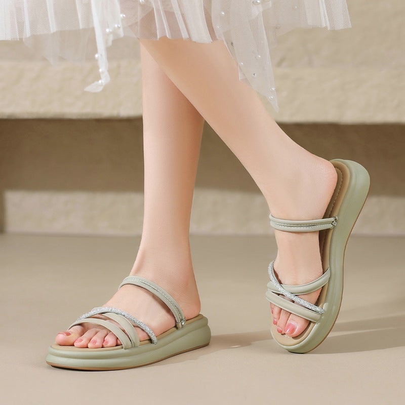Women's Korean Fashionable Roman Dual-purpose Rhinestone Summer Sandals