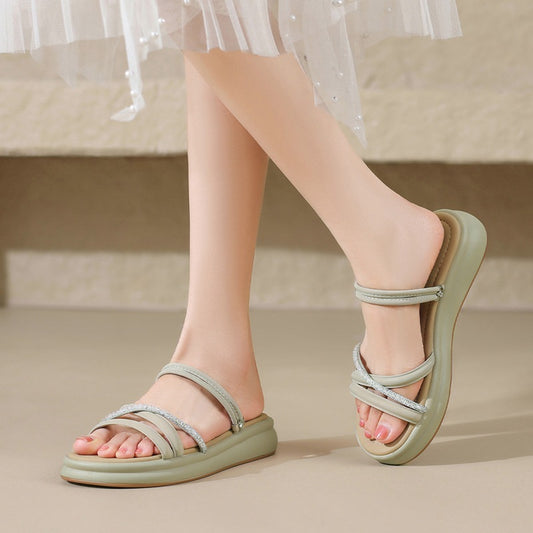 Women's Korean Fashionable Roman Dual-purpose Rhinestone Summer Sandals