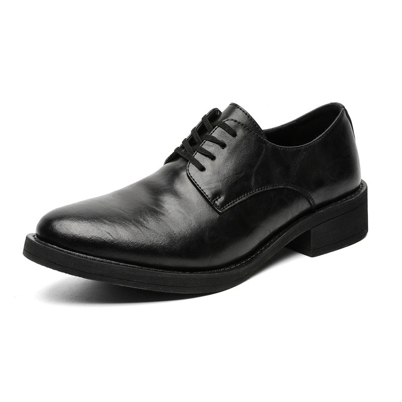 Women's & Men's Couple Pointed Autumn Business Height Increasing British Men's Casual Leather Shoes