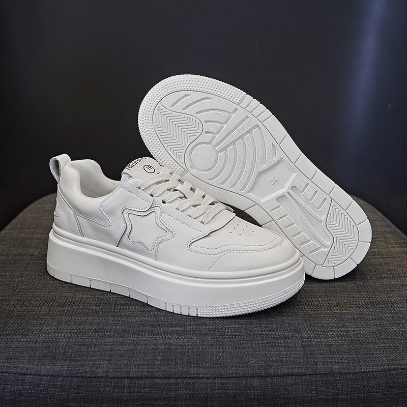 Women's White Spring Pumps Genuine Platform Plus Casual Shoes