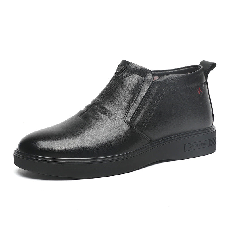 Men's Layer Cowhide Thick Real Wool Winter Men's Shoes