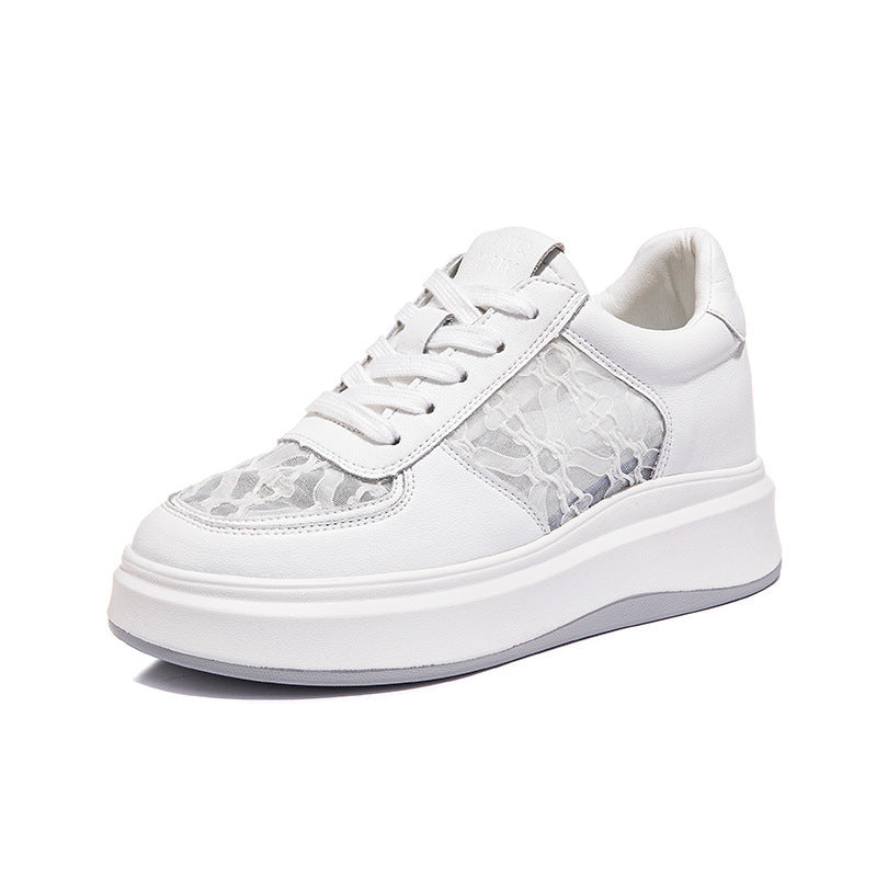 Women's Summer Hidden White Platform Lace Mesh Casual Shoes