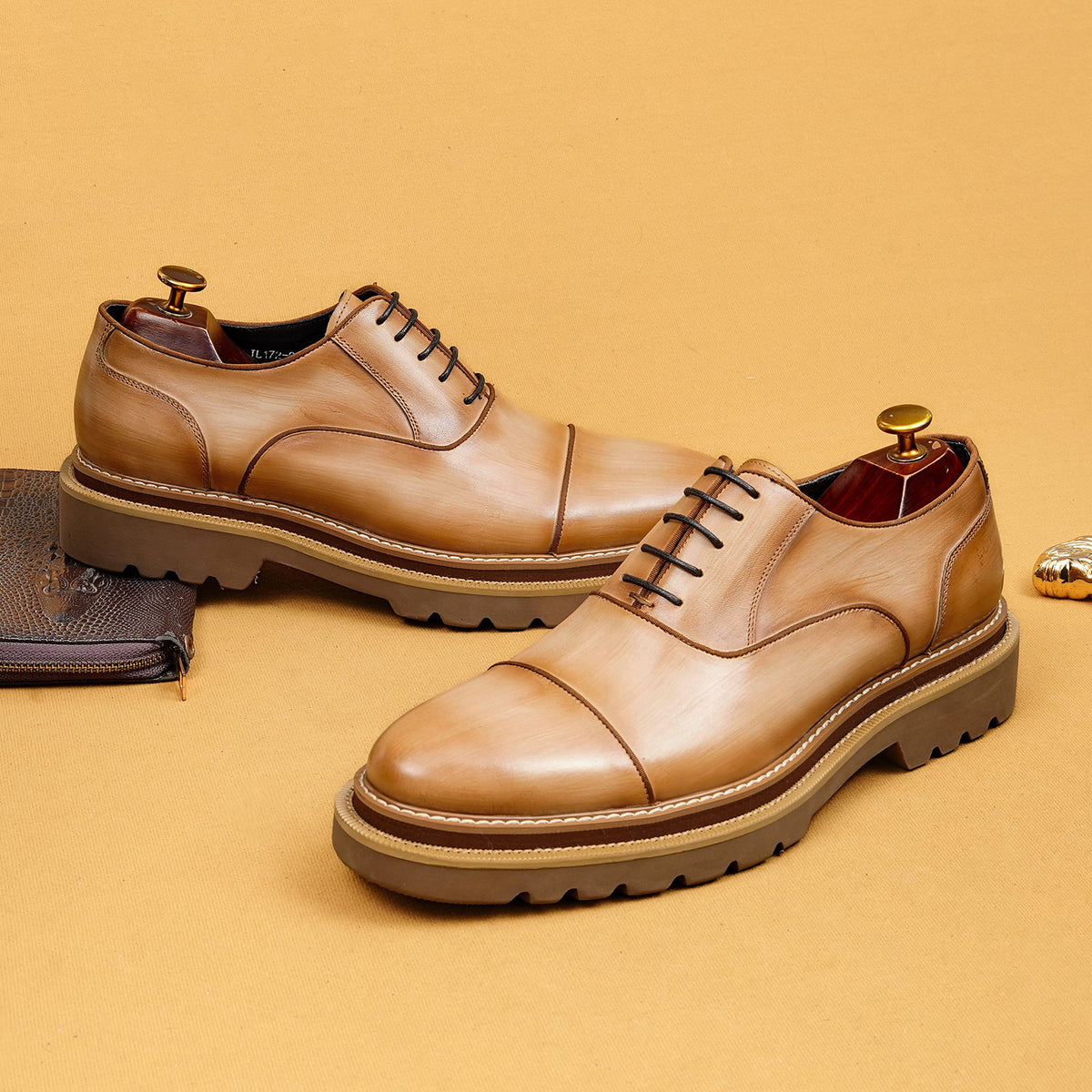 Men's Oxford British Color Block Platform Bridegroom Leather Shoes