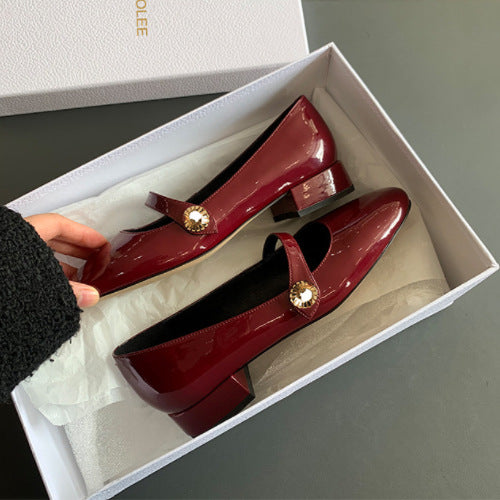Women's Genuine Thick Bottom Vintage Shallow Mouth Round Women's Shoes