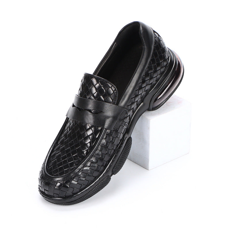 Men's Authentic Weave Air Cushion British Style Leather Shoes