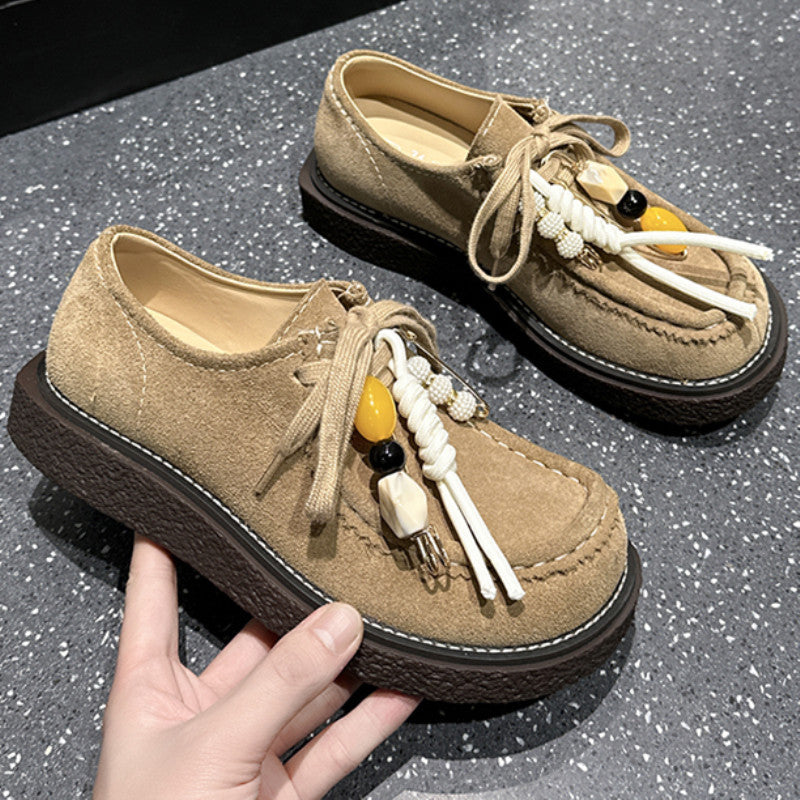 Women's Genuine Big Toe Derby Platform Spring Loafers