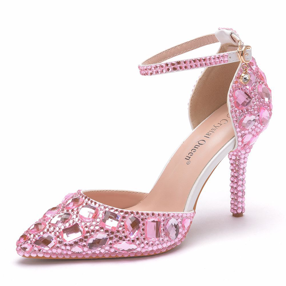 Size Rhinestone Wedding Stiletto Pointed Dinner Sandals