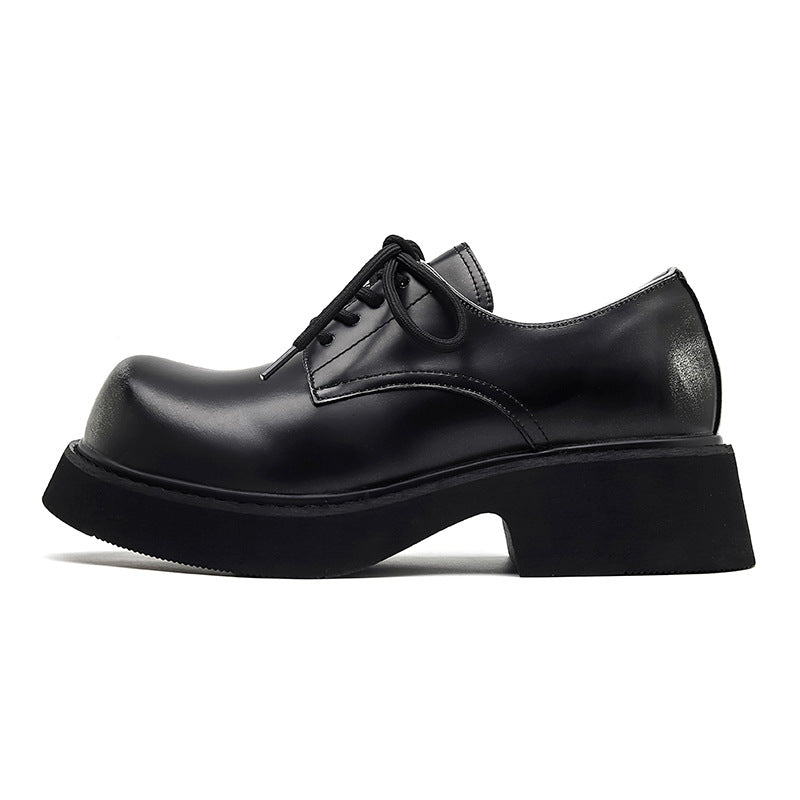Men's Mickey Big Head Warped Derby British Retro Platform Men's Casual Leather Shoes