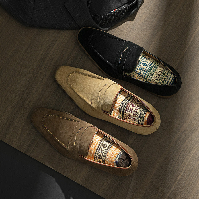 Men's Hours Cow Suede Genuine Business Formal Leather Shoes