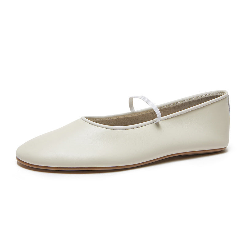 Women's Cowhide Low-cut French Style Grandma Summer Casual Shoes