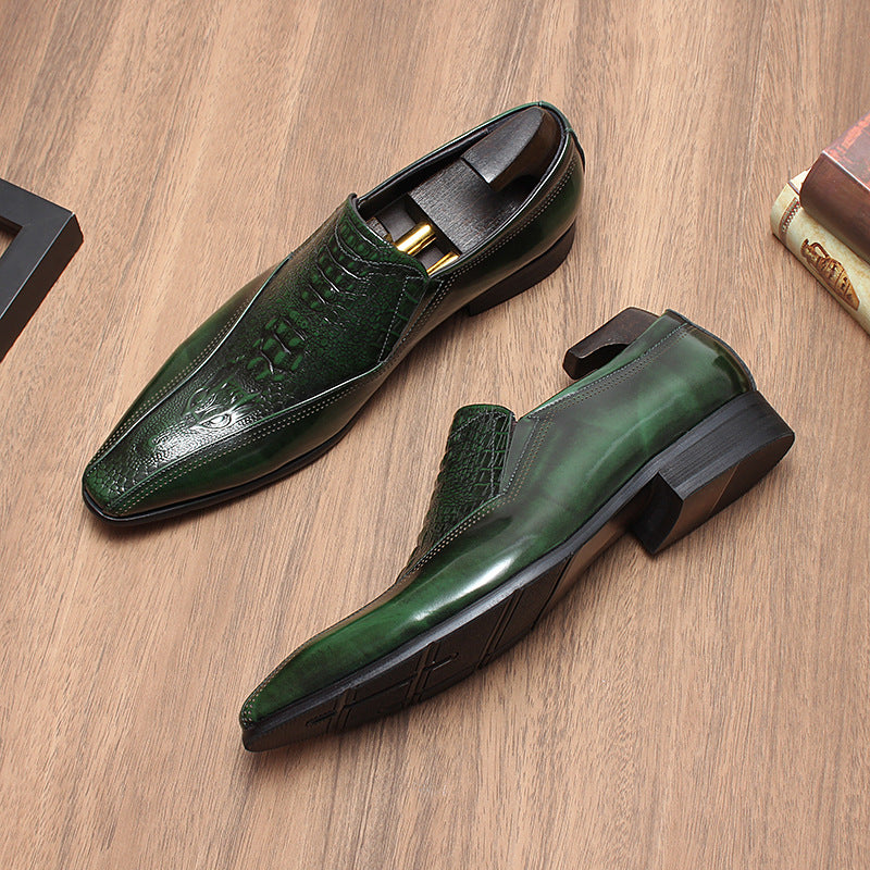 Men's British Style Business Glossy Pointed Slip-on Leather Shoes