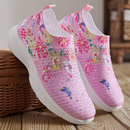 Women's Fashion Flying Woven Mom Color Matching Casual Shoes