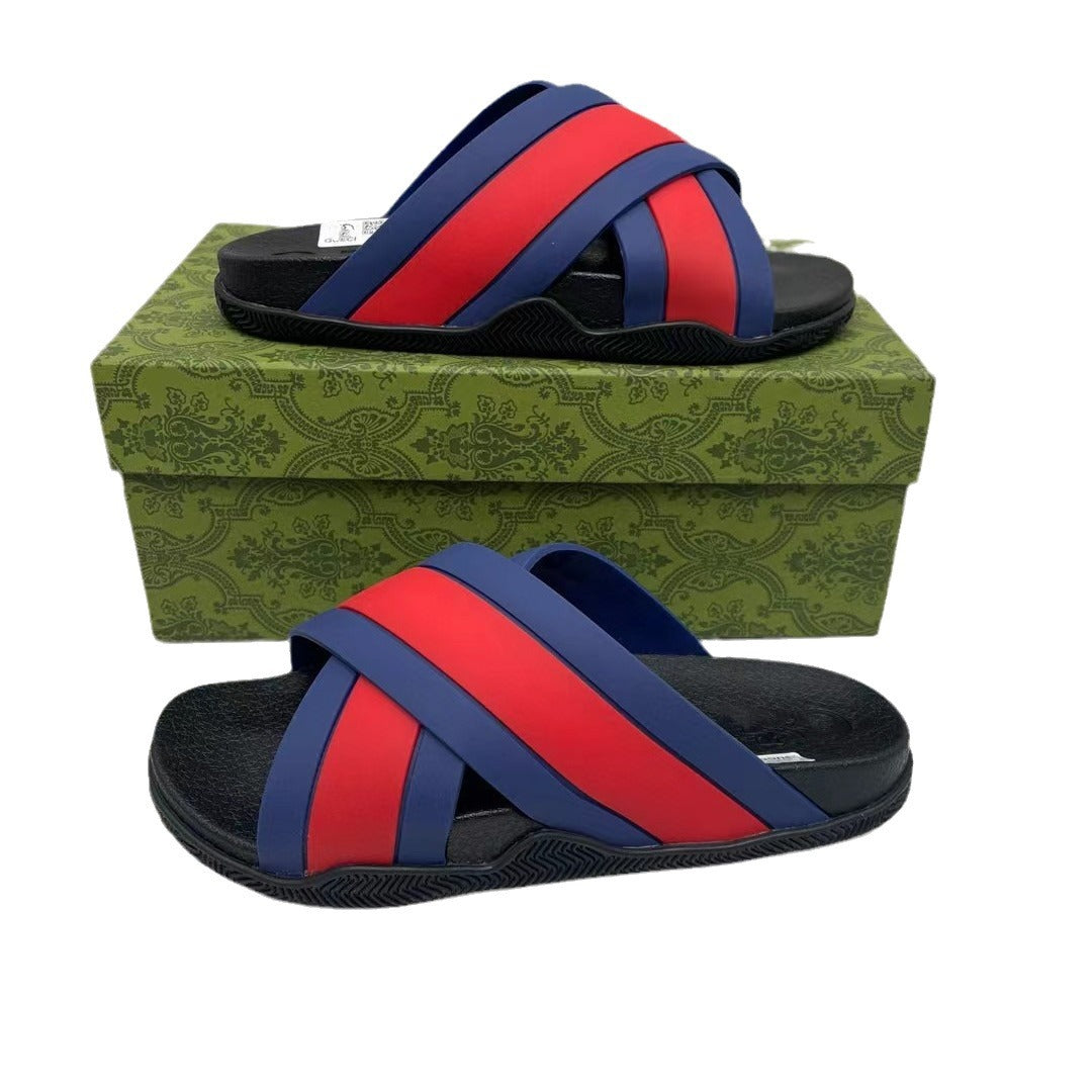 Home Platform Beach Couple Daily Cross Sandals