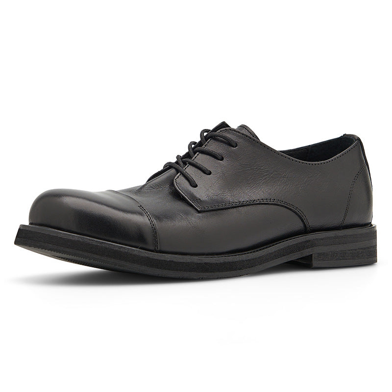 Men's British Summer Thin Business Handmade Black Leather Shoes