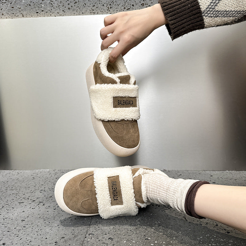 Women's Velcro Fleece-lined Outer Wear Warm Winter Thick-soled Bread Snow Boots