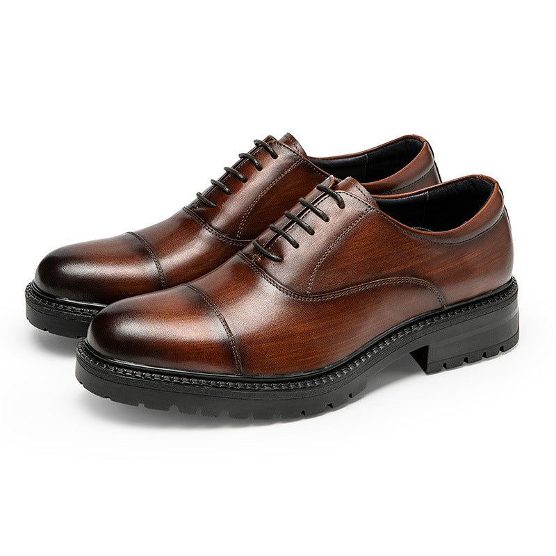 Men's Within Hours Business Formal Wear Thick Bottom Three Leather Shoes