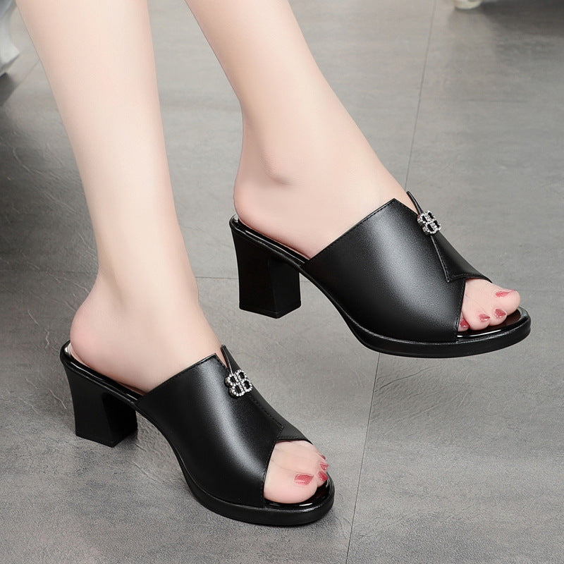 Women's Fashion Outerwear Chunky Peep Toe Fitting High Sandals