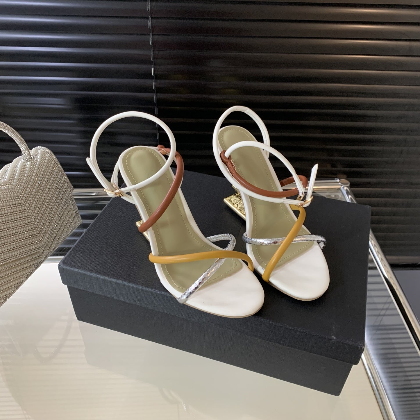 Women's Shape Cross Strap Color Matching Elegant Heels
