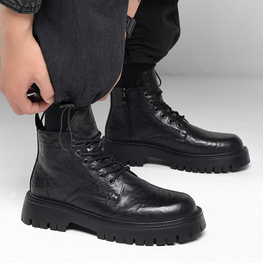 Men's Martin British Style Trendy Platform Black Boots