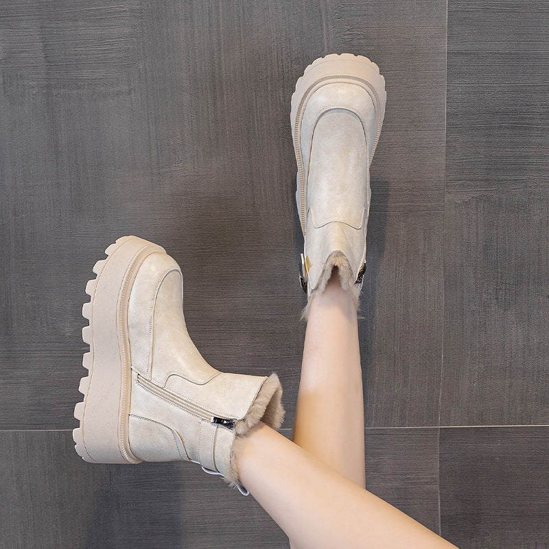 Women's Platform Martin Small Fleece-lined British Style Casual Shoes