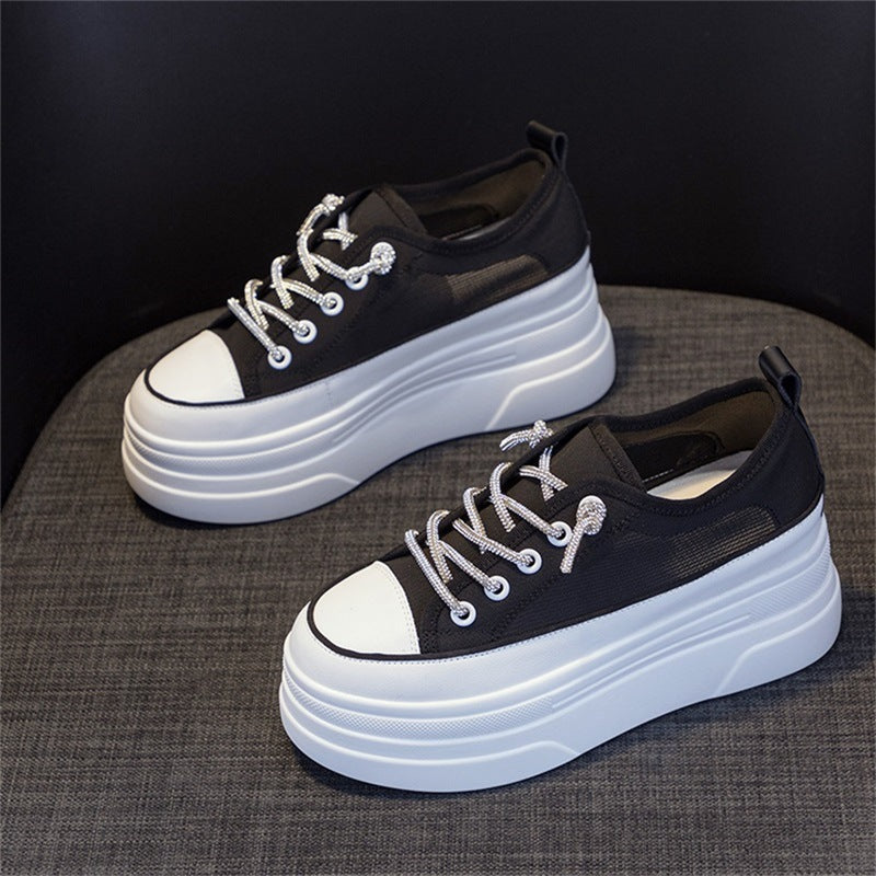 Women's Small Hidden White Platform Mesh Surface Breathable Summer Women's Casual Shoes