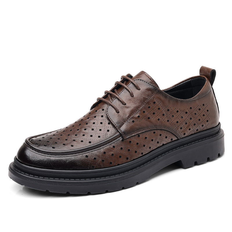 Men's Green Breathable Platform Soft Business Formal Men's Casual Leather Shoes