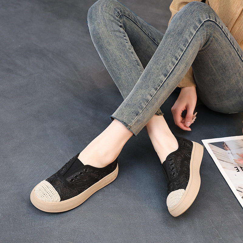 Women's Mesh Surface Breathable Platform Fisherman Slip-on Casual Shoes