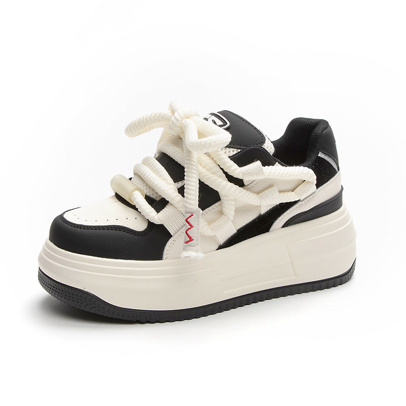 Women's Autumn Versatile White Genuine Elevator Thick Casual Shoes