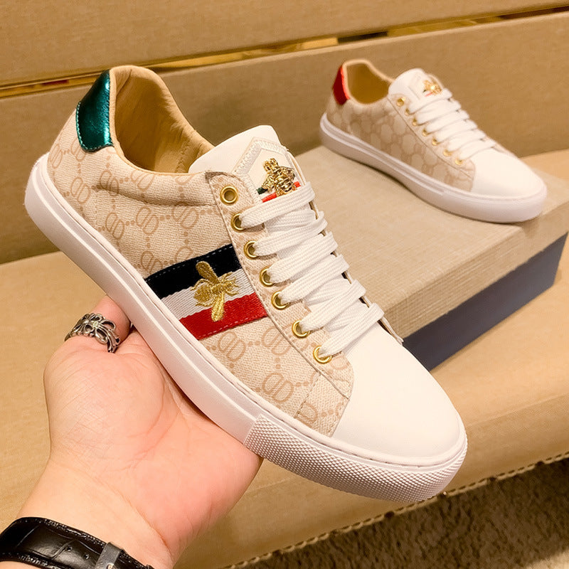 Women's & Men's Little Bee White Board High Version Sneakers