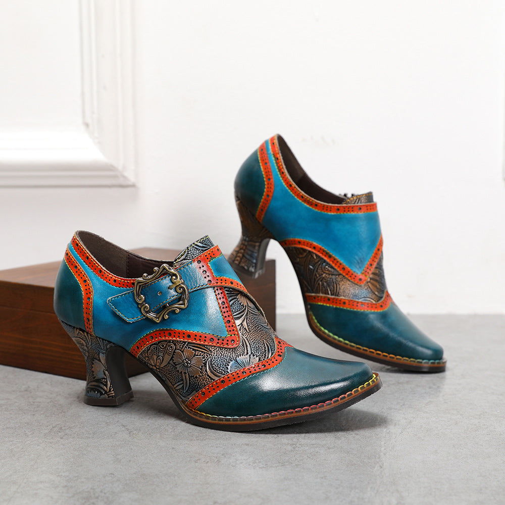 Women's First Layer Cowhide Retro Ethnic Style Fashion Women's Shoes