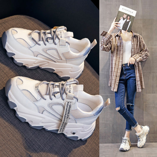 Women's Korean Style Versatile Thick Bottom Breathable Sneakers