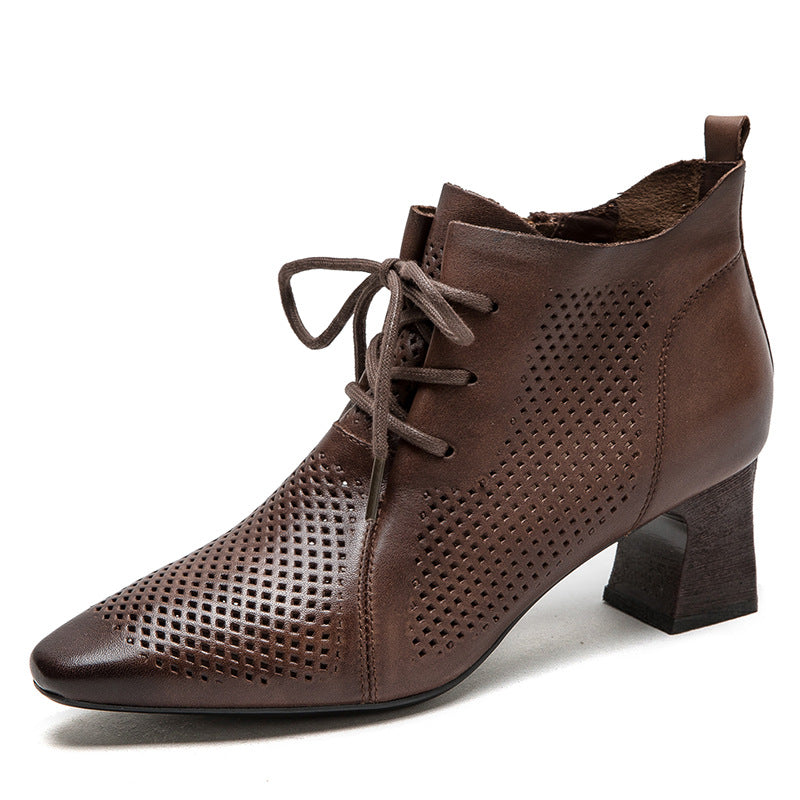 Women's Shu Chun Pointed Toe Small High Breathable Hollow Heels