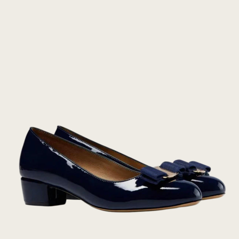 Women's French Entry Lux Patent Pumps Sheepskin Lining Thick Women's Fashion Shoes