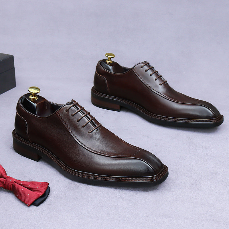 Men's Bridegroom Wedding Genuine Formal British Trend Cowhide Leather Shoes