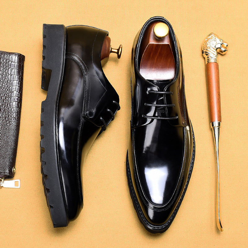 Men's Medium Bright Business Pointed Toe Platform Leather Shoes