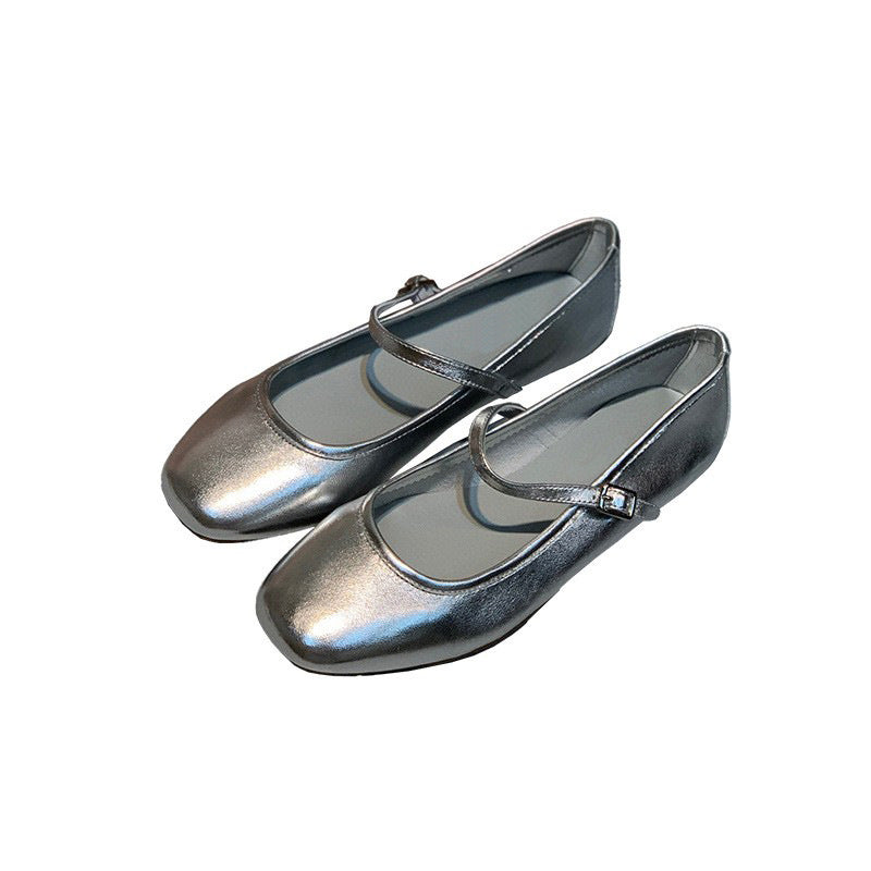 Women's Mary Jane Ballerina Flats Buckle Shallow Mouth Women's Shoes